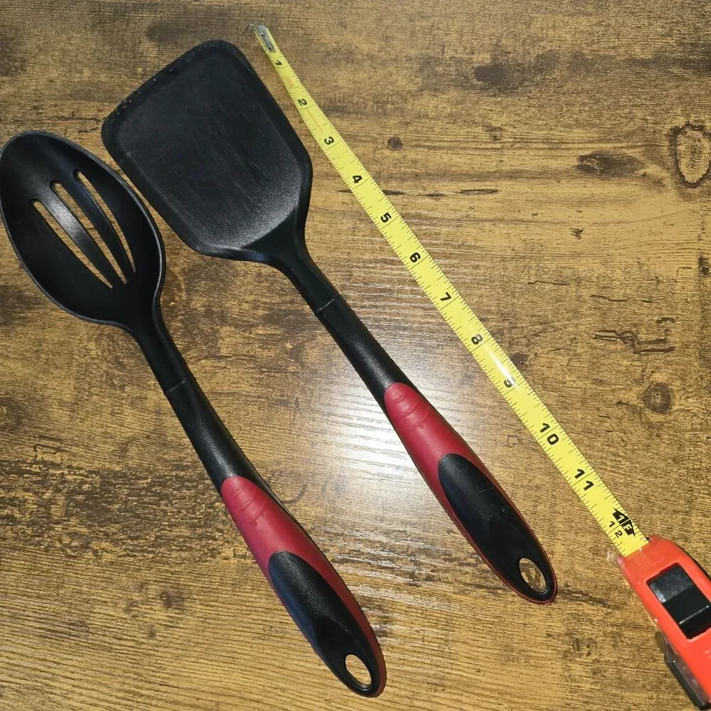 Vintage Tailor Made Products Red/Black Nylon Cooking Spoon & Slotted Spatula 12